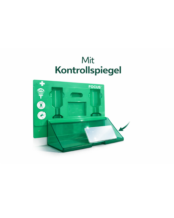 Augenspülstation Notfall - Wandmontage grün - mit Spiegel