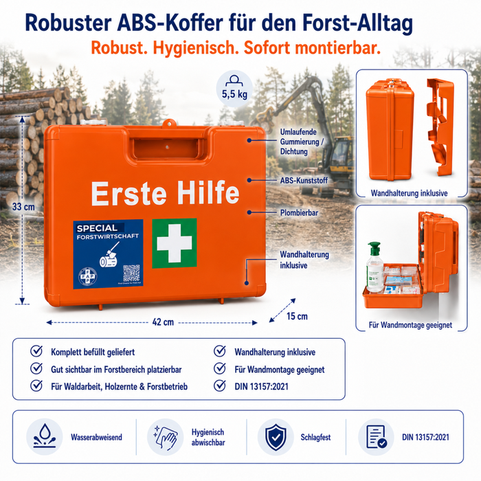 Erste-Hilfe-Koffer Forstwirtschaft DIN 13157 - orange