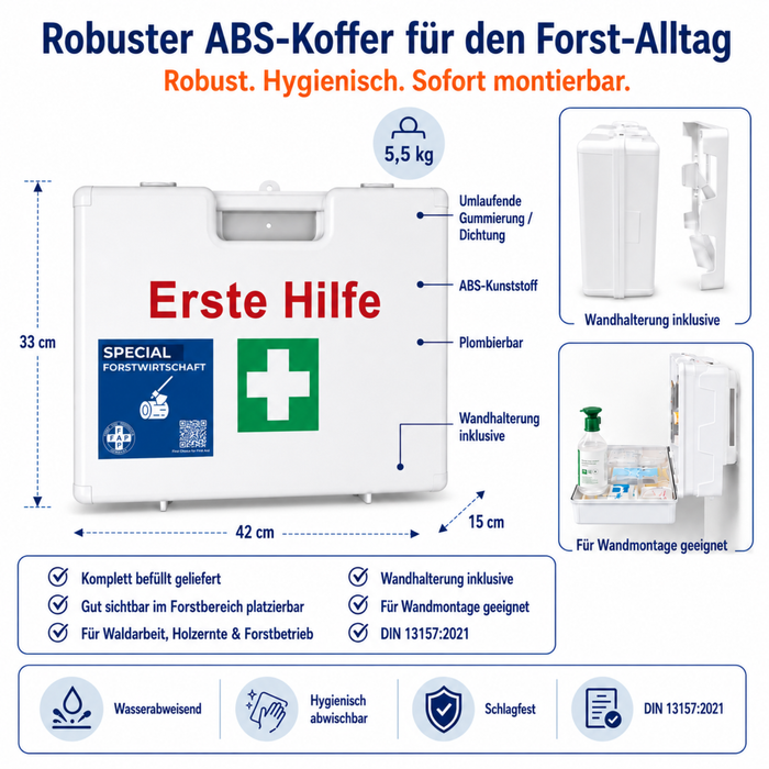 Erste-Hilfe-Koffer Forstwirtschaft DIN 13157 - weiß