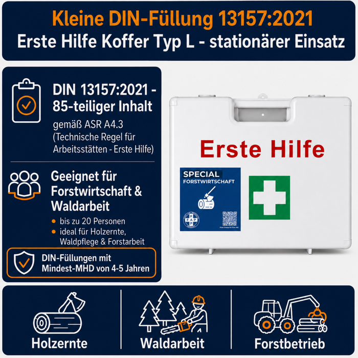 Erste-Hilfe-Koffer Forstwirtschaft DIN 13157 - weiß