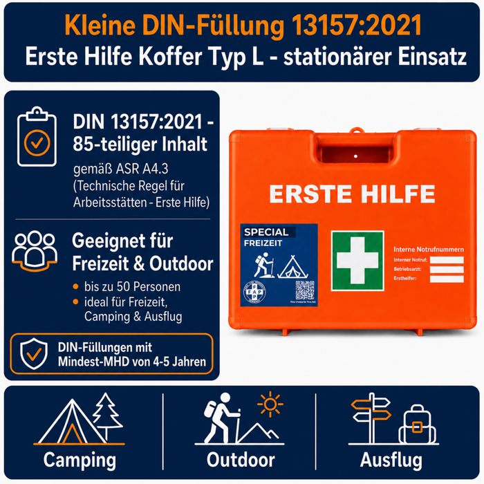 Erste-Hilfe-Koffer Freizeit DIN 13157 - orange