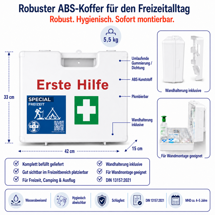 Erste-Hilfe-Koffer Freizeit DIN 13157 - weiß