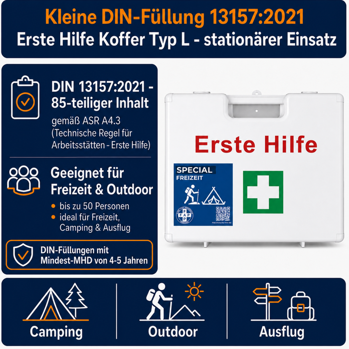 Erste-Hilfe-Koffer Freizeit DIN 13157 - weiß