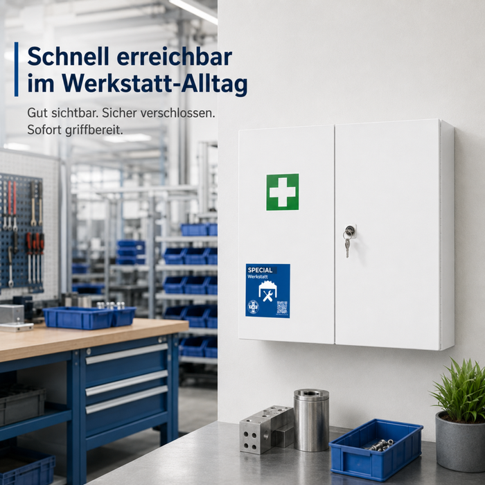 Erste-Hilfe-Schrank Werkstatt DIN 13169 - zweitürig