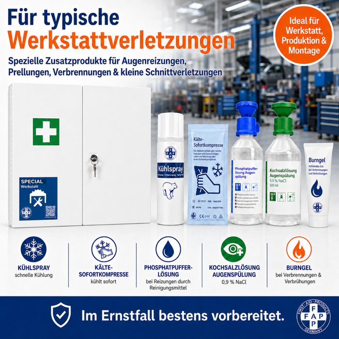 Erste-Hilfe-Schrank Werkstatt DIN 13169 - zweitürig