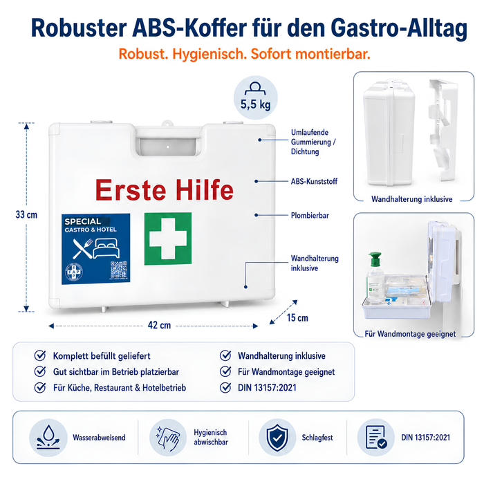 Erste-Hilfe-Koffer Gastronomie & Hotel DIN 13157 - weiß