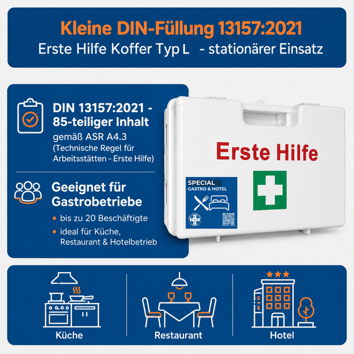Erste-Hilfe-Koffer Gastronomie & Hotel DIN 13157 - weiß