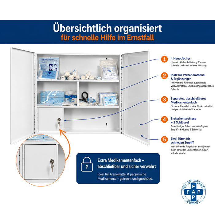 Erste-Hilfe-Schrank Gastronomie & Hotel DIN 13169 - zweitürig
