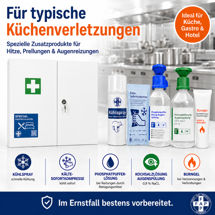 Erste-Hilfe-Schrank Gastronomie & Hotel DIN 13169 - zweitürig