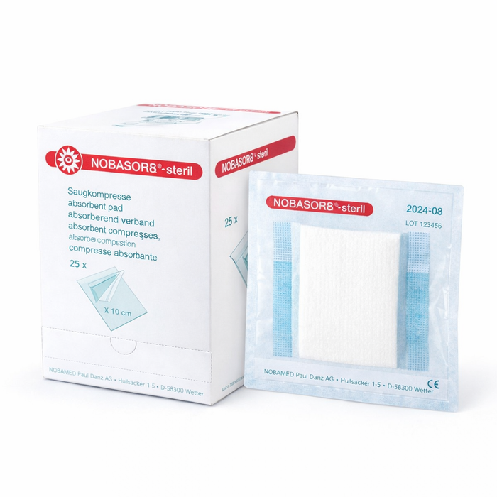 Noba Nobasorb sterile Saugkompressen - Hochsaugfähige Wundkompressen - 25 Stück je Packung