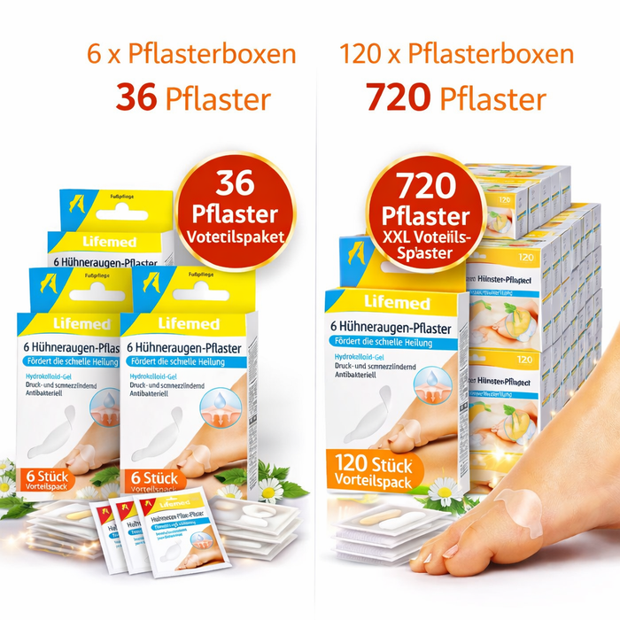 Hühneraugen-Pflaster 4,5 x 2,2 cm transparent - Hydrokolloid - einzeln verpackt
