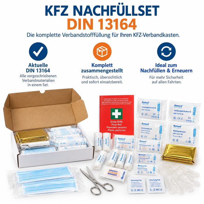 KFZ Nachfüllset DIN 13164 für Verbandkasten & PKW