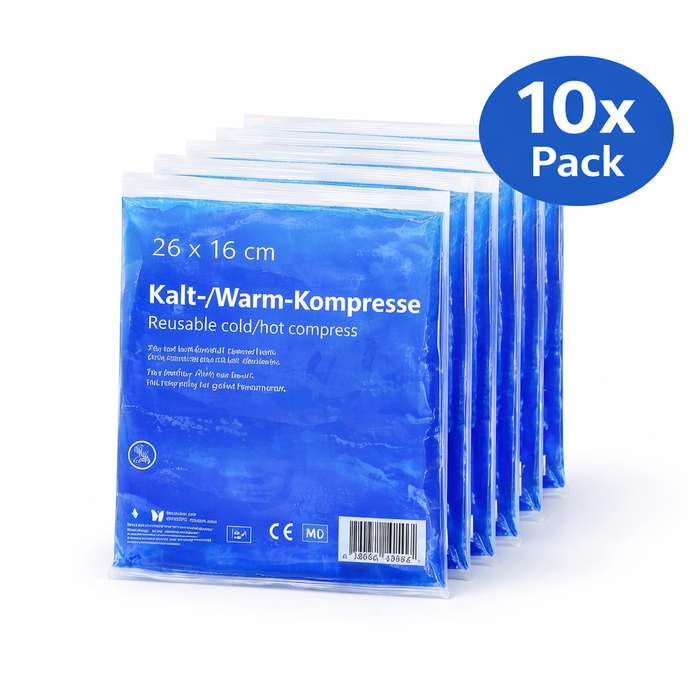 Kalt-Warm Mehrfachkompressen blau - 10er Pack, 26 × 16 cm - Wiederverwendbare Kühl- & Wärmekompresse für größere Körperpartien
