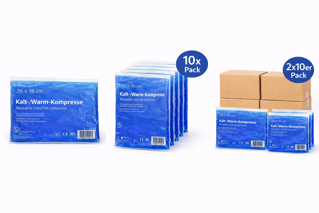 Kalt-Warm Mehrfachkompressen blau - 10er Pack, 26 × 16 cm - Wiederverwendbare Kühl- & Wärmekompresse für größere Körperpartien