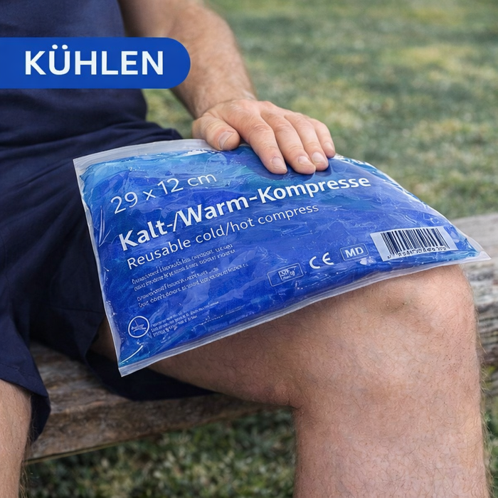 Kalt-Warm Mehrfachkompressen blau - 10er Pack, 29 × 12 cm - Schmale Kühl- & Wärmekompresse für längliche Körperpartien
