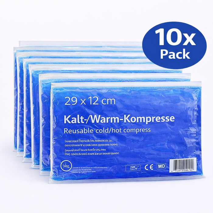 Kalt-Warm Mehrfachkompressen blau - 10er Pack, 29 × 12 cm - Schmale Kühl- & Wärmekompresse für längliche Körperpartien