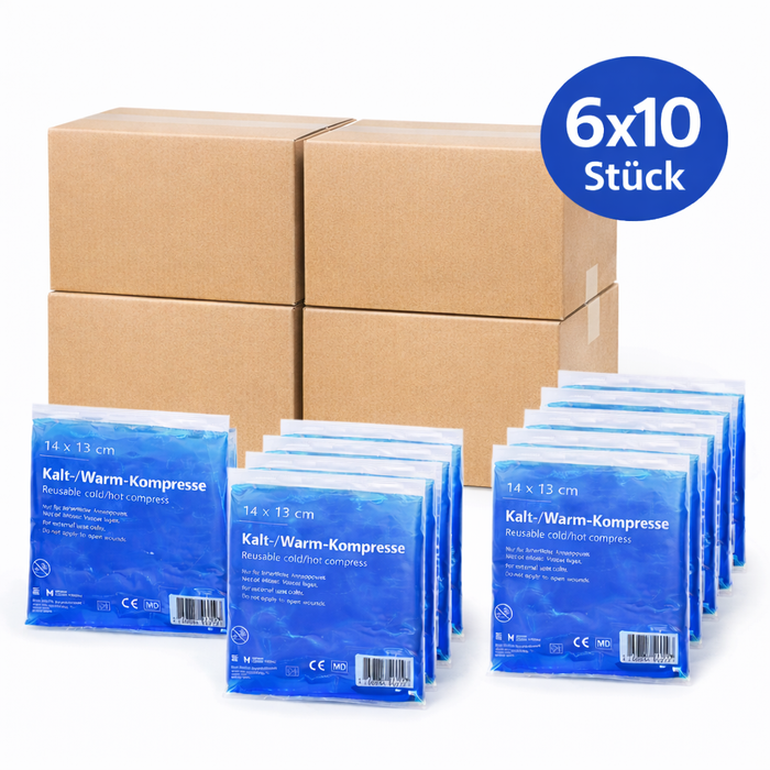 Kalt-Warm Mehrfachkompressen blau - 10er Pack, 14 × 13 cm - Wiederverwendbare Kühl- & Wärmekompresse