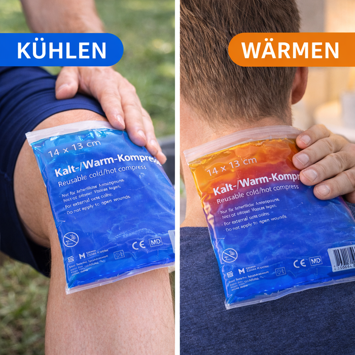 Kalt-Warm Mehrfachkompressen blau - 10er Pack, 14 × 13 cm - Wiederverwendbare Kühl- & Wärmekompresse