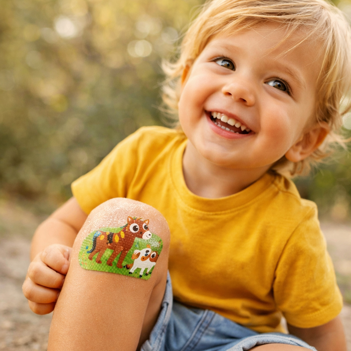 Kinderpflaster Kunterbunter Mix - Pflasterstrips 6 x 1,7 cm - 50 Stück - latexfrei, atmungsaktiv, wasser- und schmutzabweisend