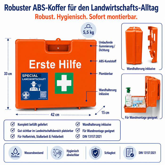 Erste-Hilfe-Koffer Landwirtschaft DIN 13157 - orange