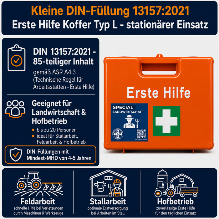 Erste-Hilfe-Koffer Landwirtschaft DIN 13157 - orange