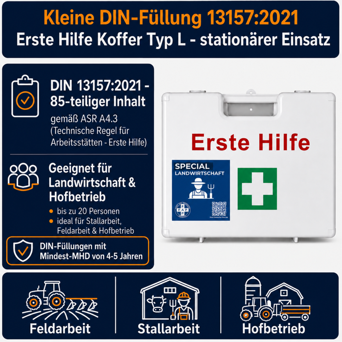 Erste-Hilfe-Koffer Landwirtschaft DIN 13157 - weiß