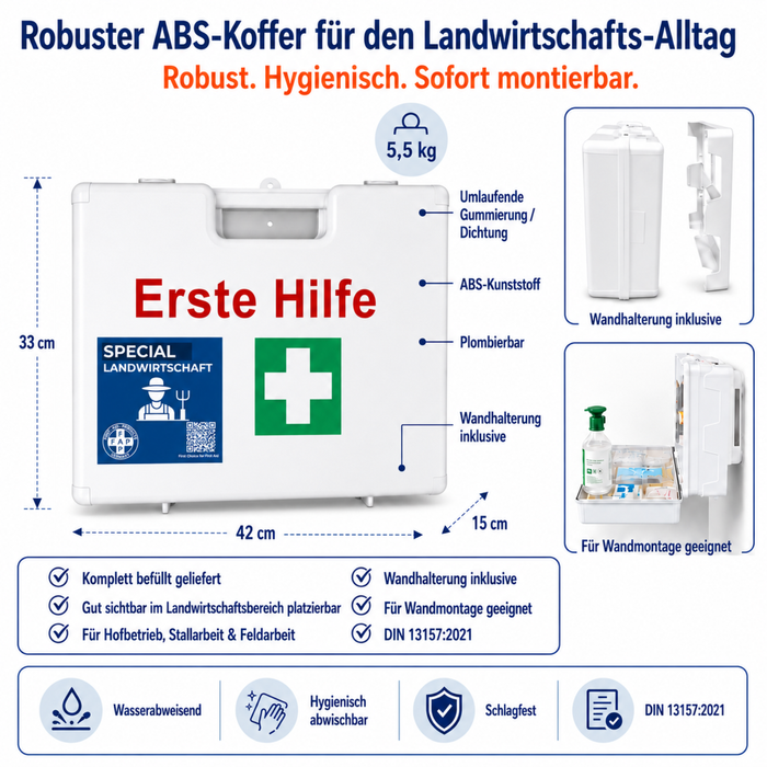 Erste-Hilfe-Koffer Landwirtschaft DIN 13157 - weiß