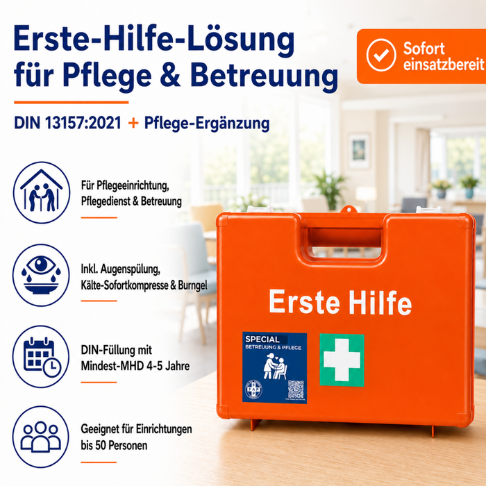 Erste-Hilfe-Koffer Betreuung & Pflegedienst DIN 13157 - orange