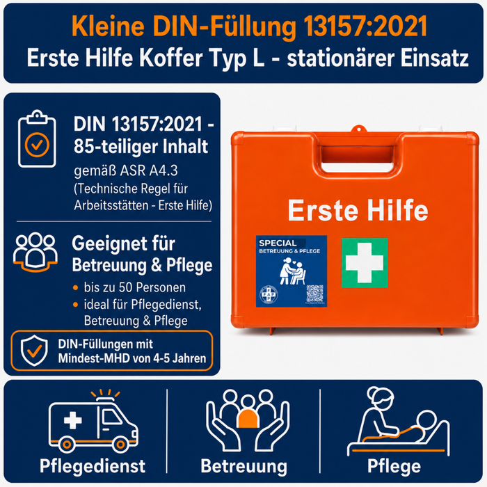 Erste-Hilfe-Koffer Betreuung & Pflegedienst DIN 13157 - orange
