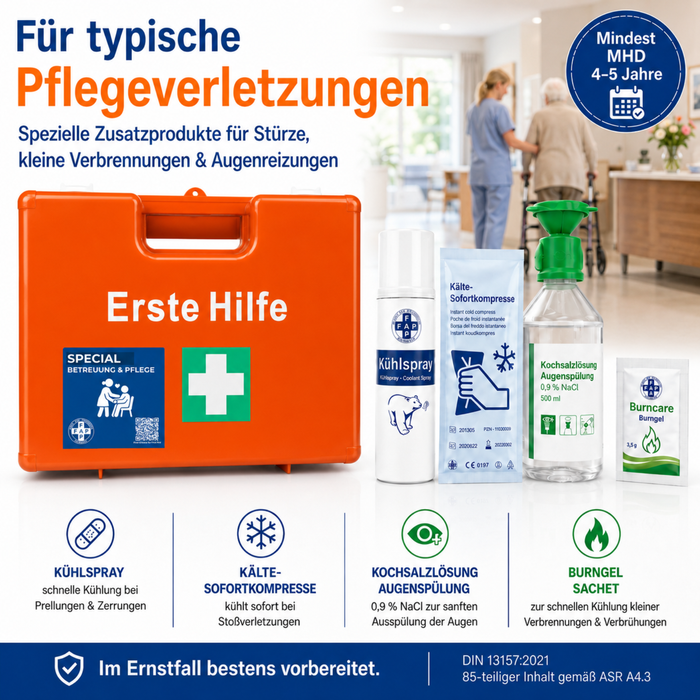 Erste-Hilfe-Koffer Betreuung & Pflegedienst DIN 13157 - orange