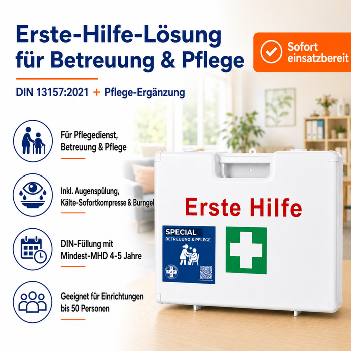 Erste-Hilfe-Koffer Betreuung & Pflegedienst DIN 13157 - weiß
