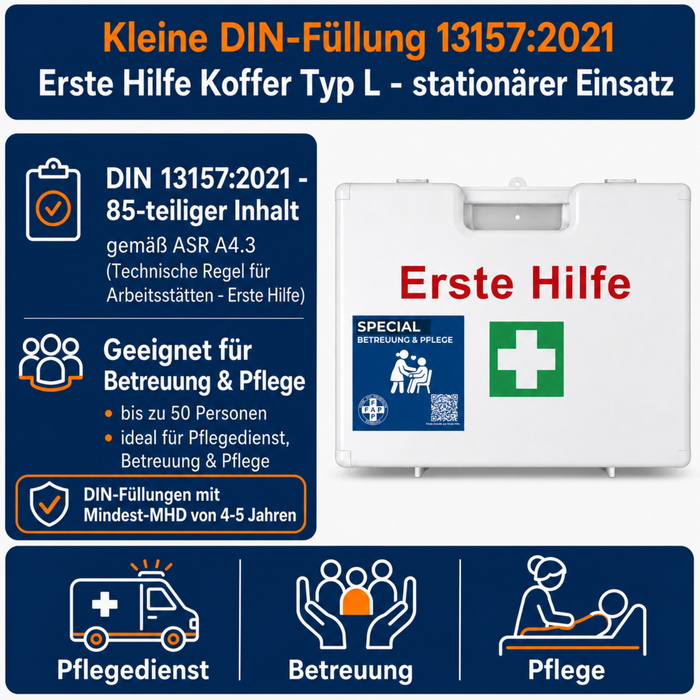 Erste-Hilfe-Koffer Betreuung & Pflegedienst DIN 13157 - weiß