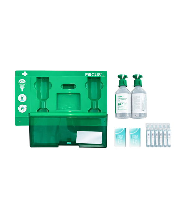 Augenspülstation Notfall - Wandmontage grün - mit Spiegel