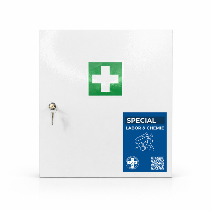 Erste-Hilfe-Schrank Labor & Chemie DIN 13157 - eintürig