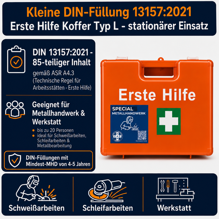 Erste-Hilfe-Koffer Metallhandwerk DIN 13157 - orange