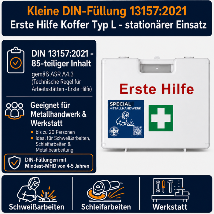 Erste-Hilfe-Koffer Metallhandwerk DIN 13157 - weiß