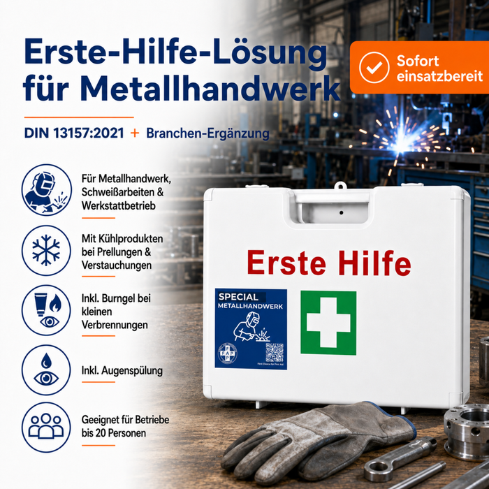 Erste-Hilfe-Koffer Metallhandwerk DIN 13157 - weiß
