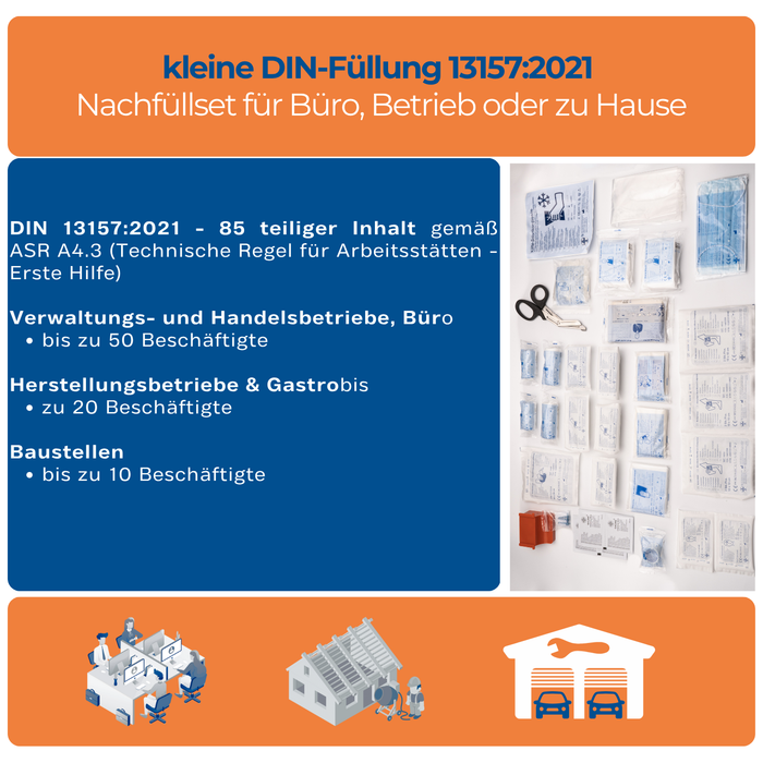 Nachfüllset DIN 13157:2021 (85-teilig) für Erste-Hilfe Koffer & Verbandkasten