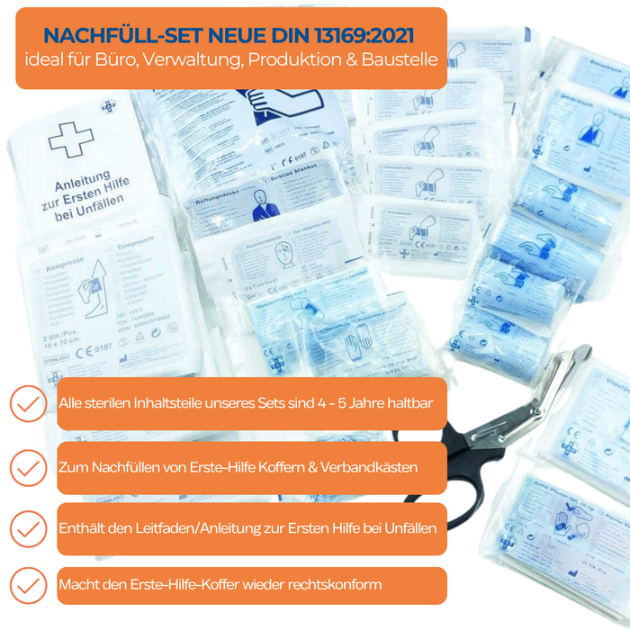 Nachfüllset DIN 13169:2021 (170-teilig) für Erste-Hilfe Koffer & Verbandkasten