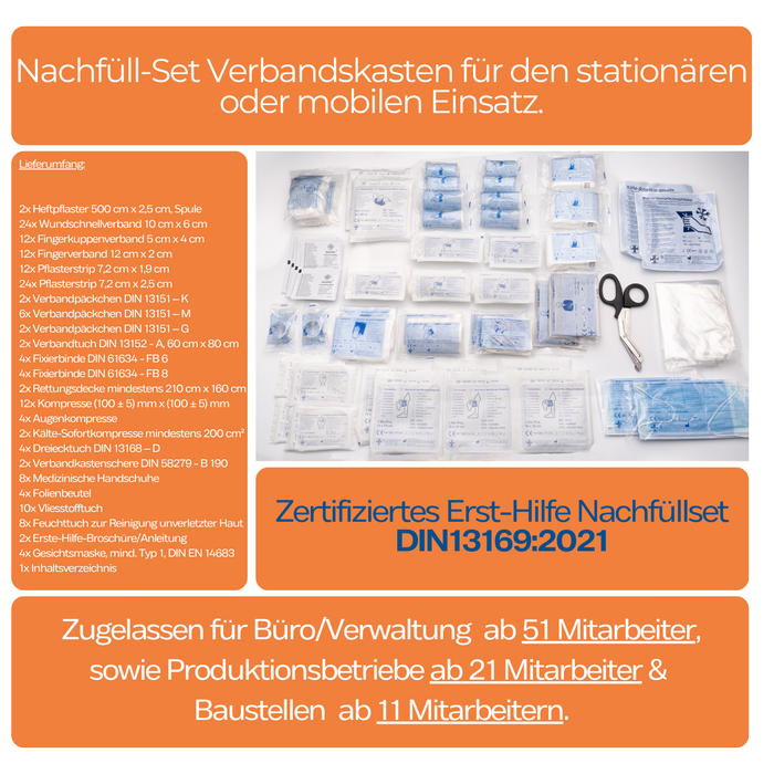 Nachfüllset DIN 13169:2021 (170-teilig) für Erste-Hilfe Koffer & Verbandkasten