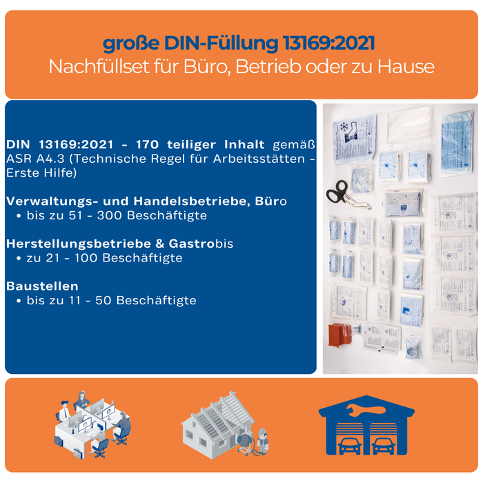 Nachfüllset DIN 13169:2021 (170-teilig) für Erste-Hilfe Koffer & Verbandkasten