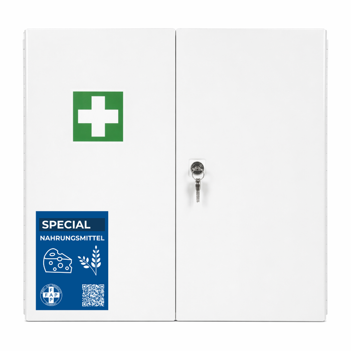 Erste-Hilfe-Schrank Nahrungsmittelverarbeitung DIN 13169 - zweitürig