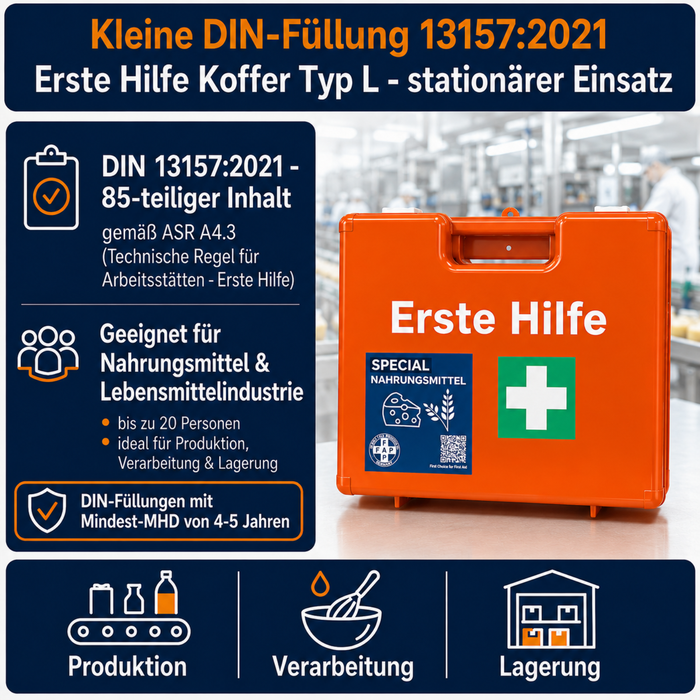 Erste-Hilfe-Koffer Nahrungsmittelverarbeitung DIN 13157 - orange