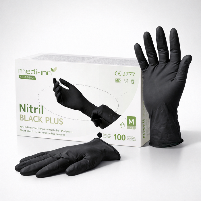 Nitril Einmalhandschuhe schwarz puderfrei AQL 1,5