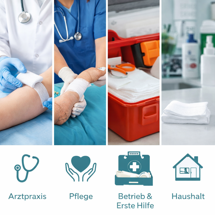 Noba Mullkompressen 12-fach - 100 Stück - Saugfähige Verbandkompressen für Wundversorgung