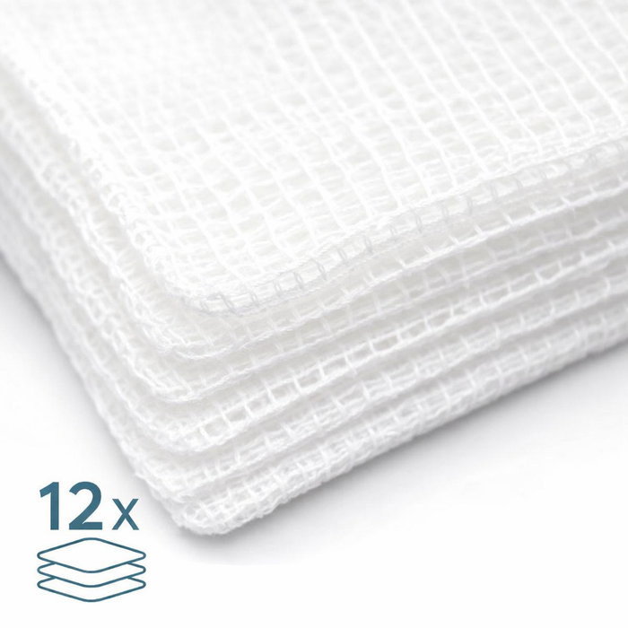 Noba Mullkompressen 12-fach - 100 Stück - Saugfähige Verbandkompressen für Wundversorgung