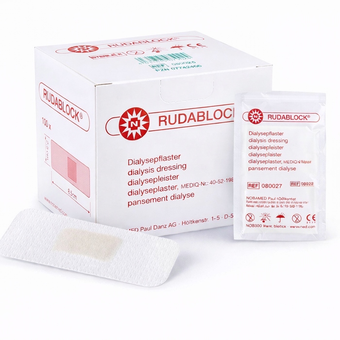NOBA RUDABLOCK Dialysepflaster / Druckpflaster steril 2,5 x 8,5 cm weiß - einzeln verpackt