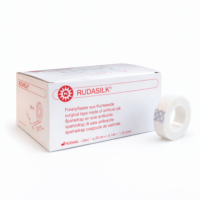 Noba Rudasilk Fixierpflaster auf Rolle - Ohne Seitenscheiben - Hautfreundliches Fixierpflaster zur Verbandfixierung
