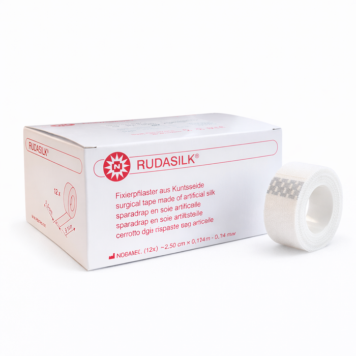 Noba Rudasilk Fixierpflaster auf Rolle - Ohne Seitenscheiben - Hautfreundliches Fixierpflaster zur Verbandfixierung