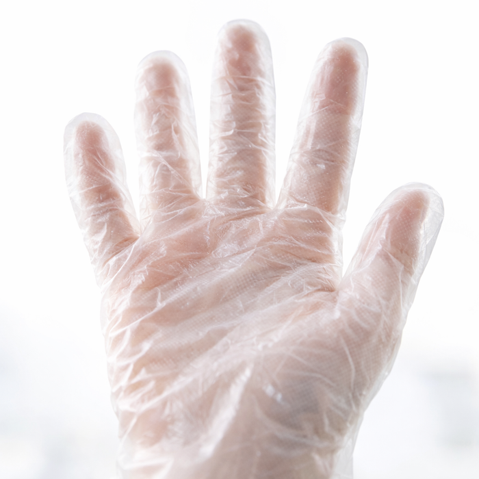 PE Einmalhandschuhe transparent puderfrei - Folienhandschuhe aus Polyethylen, lebensmittelecht, latexfrei - 100 Stück